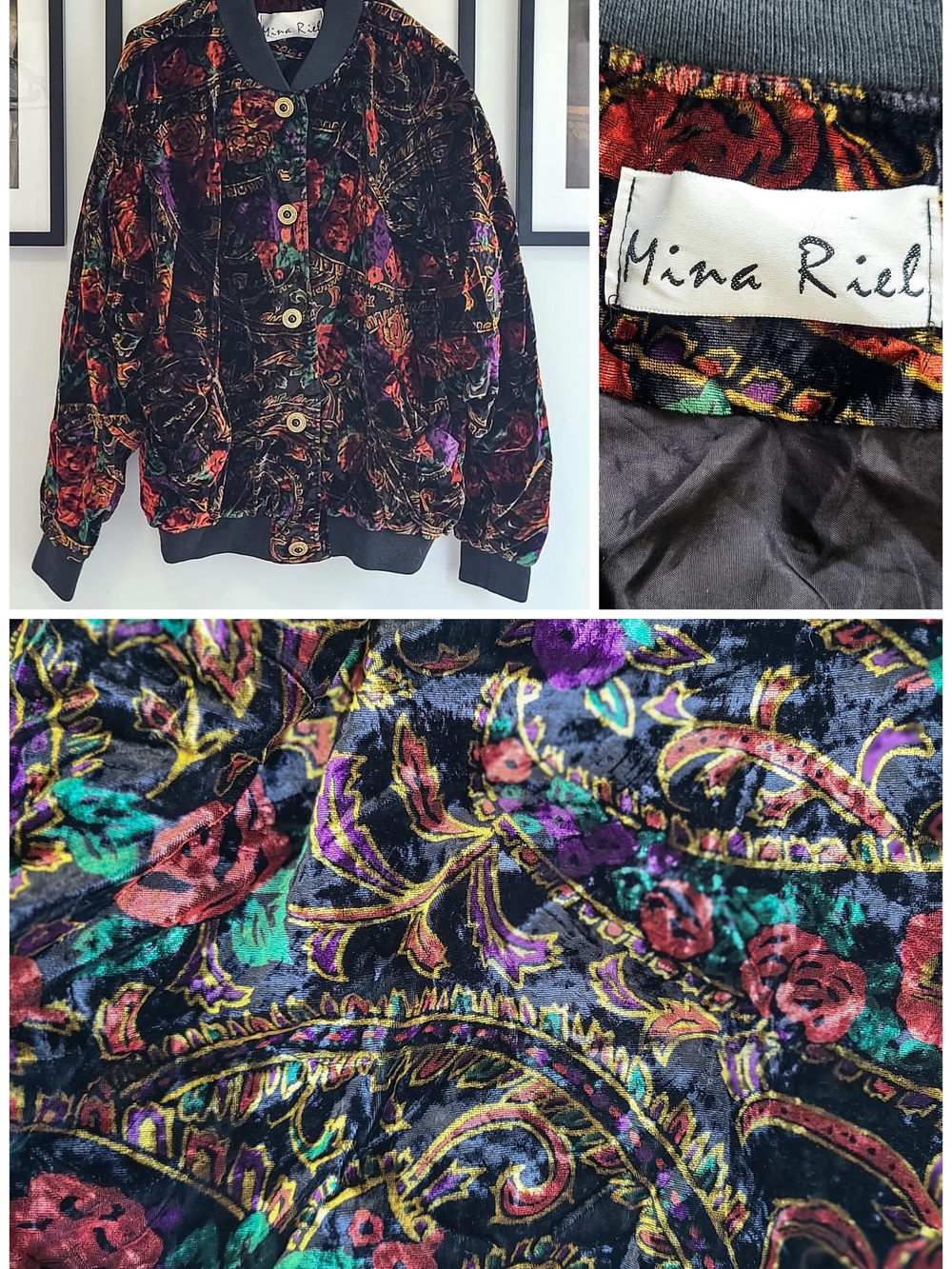 Mina Riel Vintage Paisley Velvet Bomber